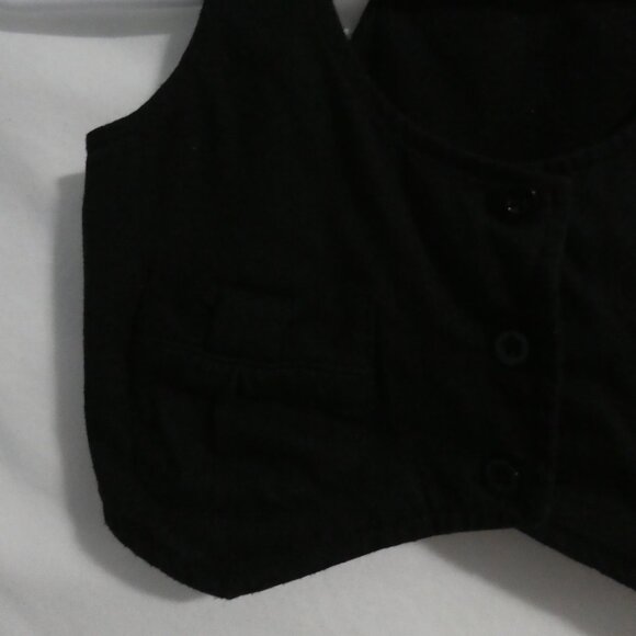 Black Cropped Vest | 10/12 medium | Button Down Front With Pockets - Picture 6 of 14